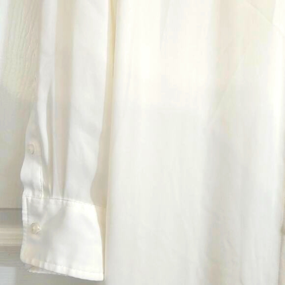 White House Black Market White High Low Tunic Blouse 10 Buttons Office Pockets - Picture 4 of 10